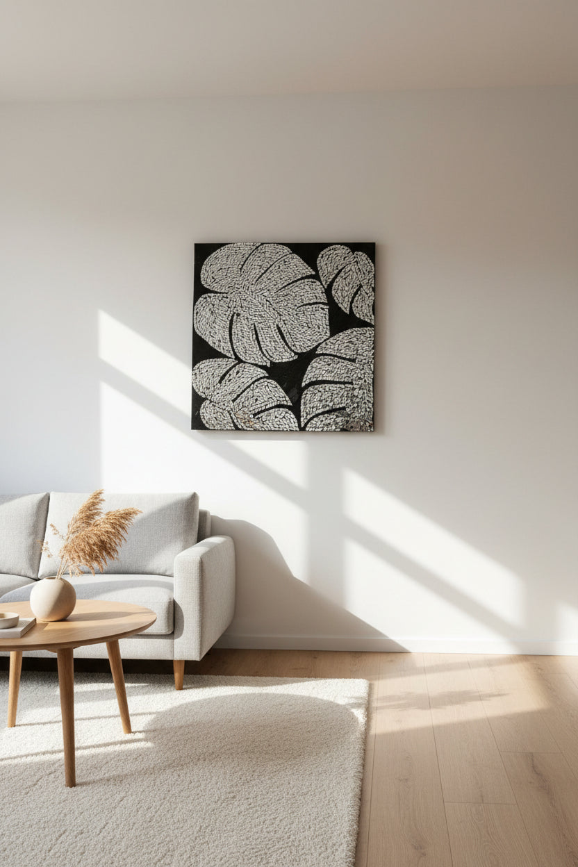 Decorative item with mosaic pattern on a dark background